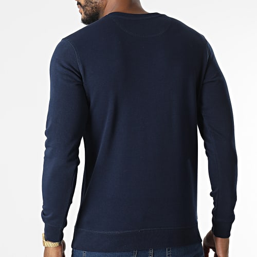 Sweat Crewneck Chest Logo Bleu Marine Blanc