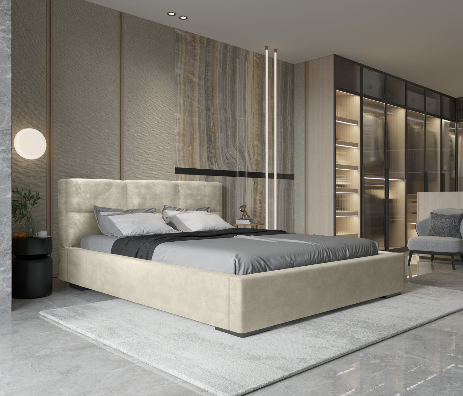 Trae Mobler Porto 180 x 200 cm Gestoffeerd Bed Zand