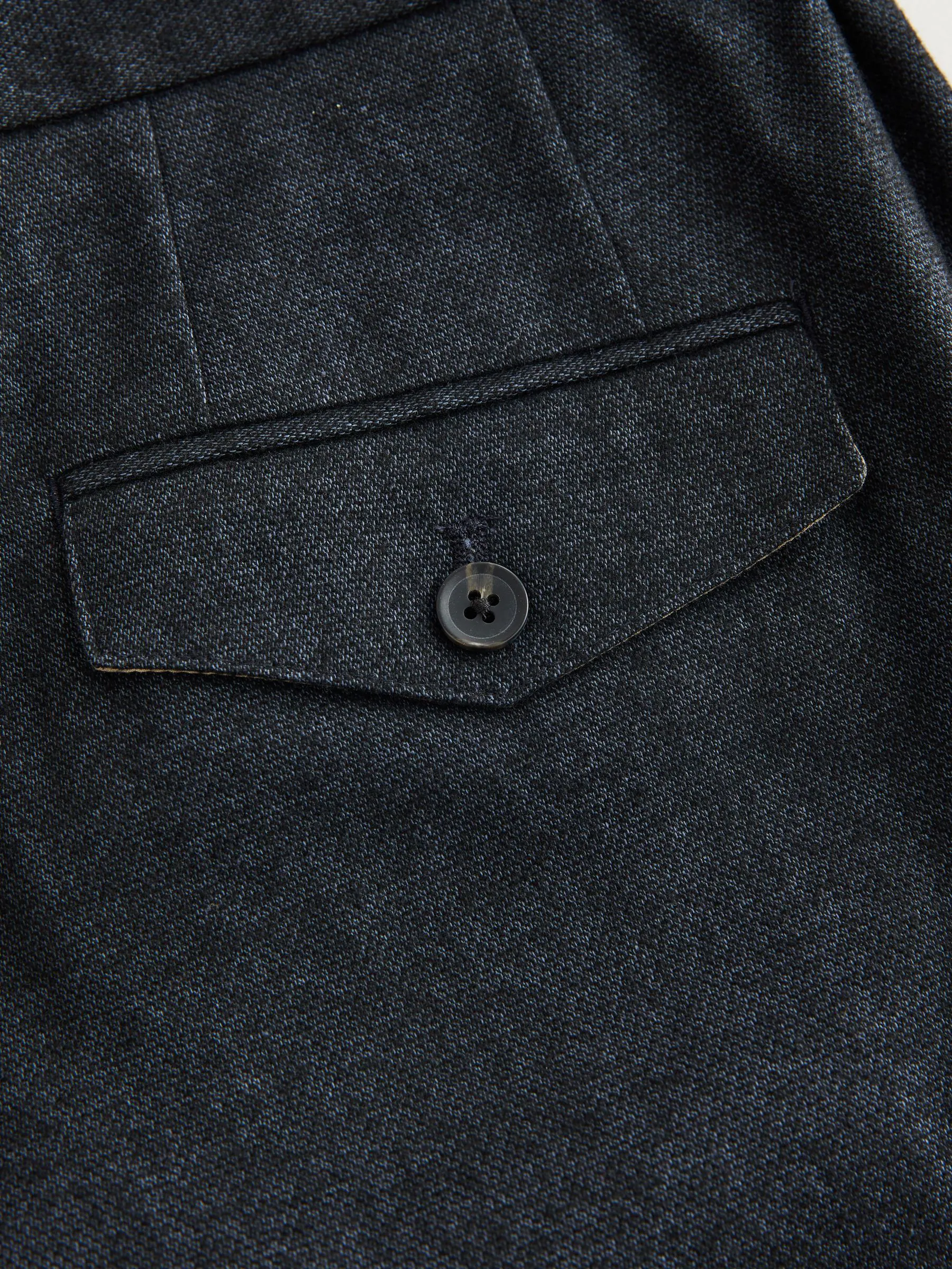 Marineblauw met textuur - Regular Fit Smart Brushed Cotton Trousers