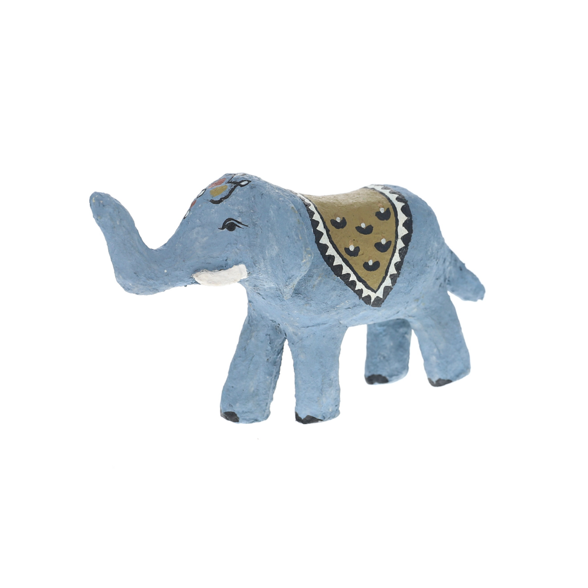 Figurine éléphant en papier mâché avec ornement ocre Pondie Chérie