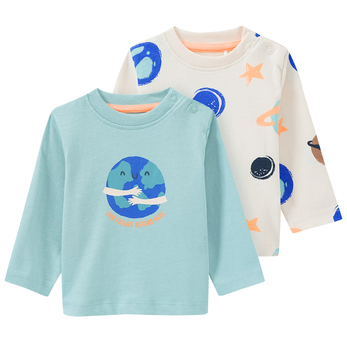 Topomini 2 Newborn Langarmshirts im Set creme / salbei