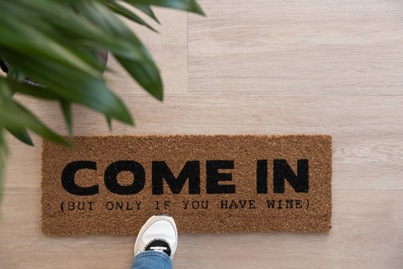 Doormat Come In (But Only If You Have Wine) Black