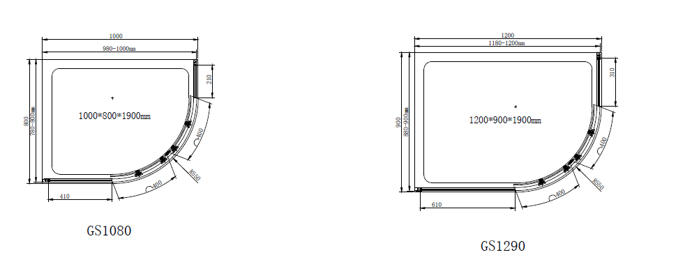 Gelco Sigma Simply Black kwartronde douchecabine 100x80cm zwart