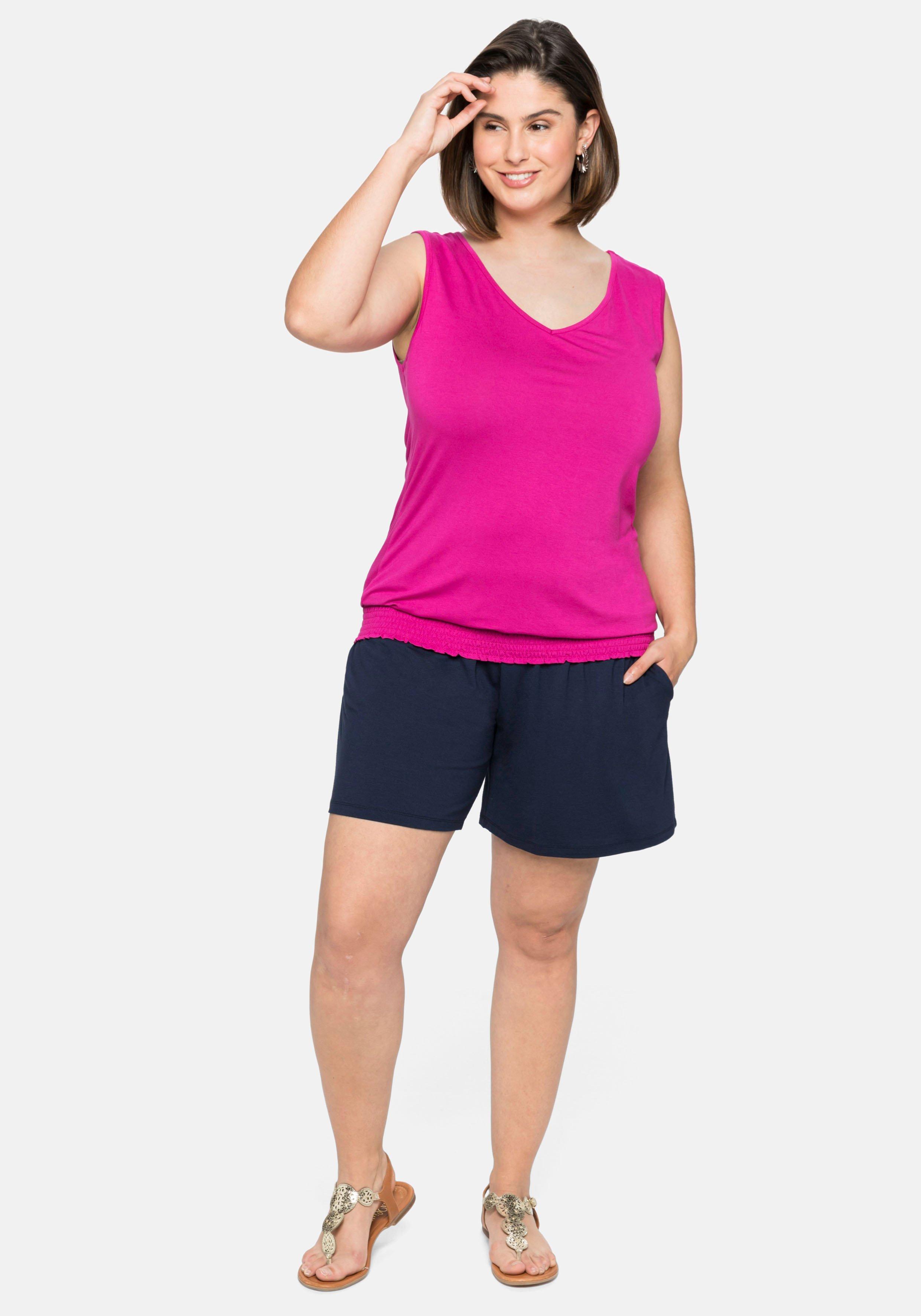 Jerseyshorts mit Smokbund und zwei Taschen