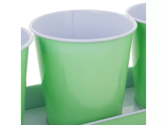 Plateau et 3 cubes en métal verts