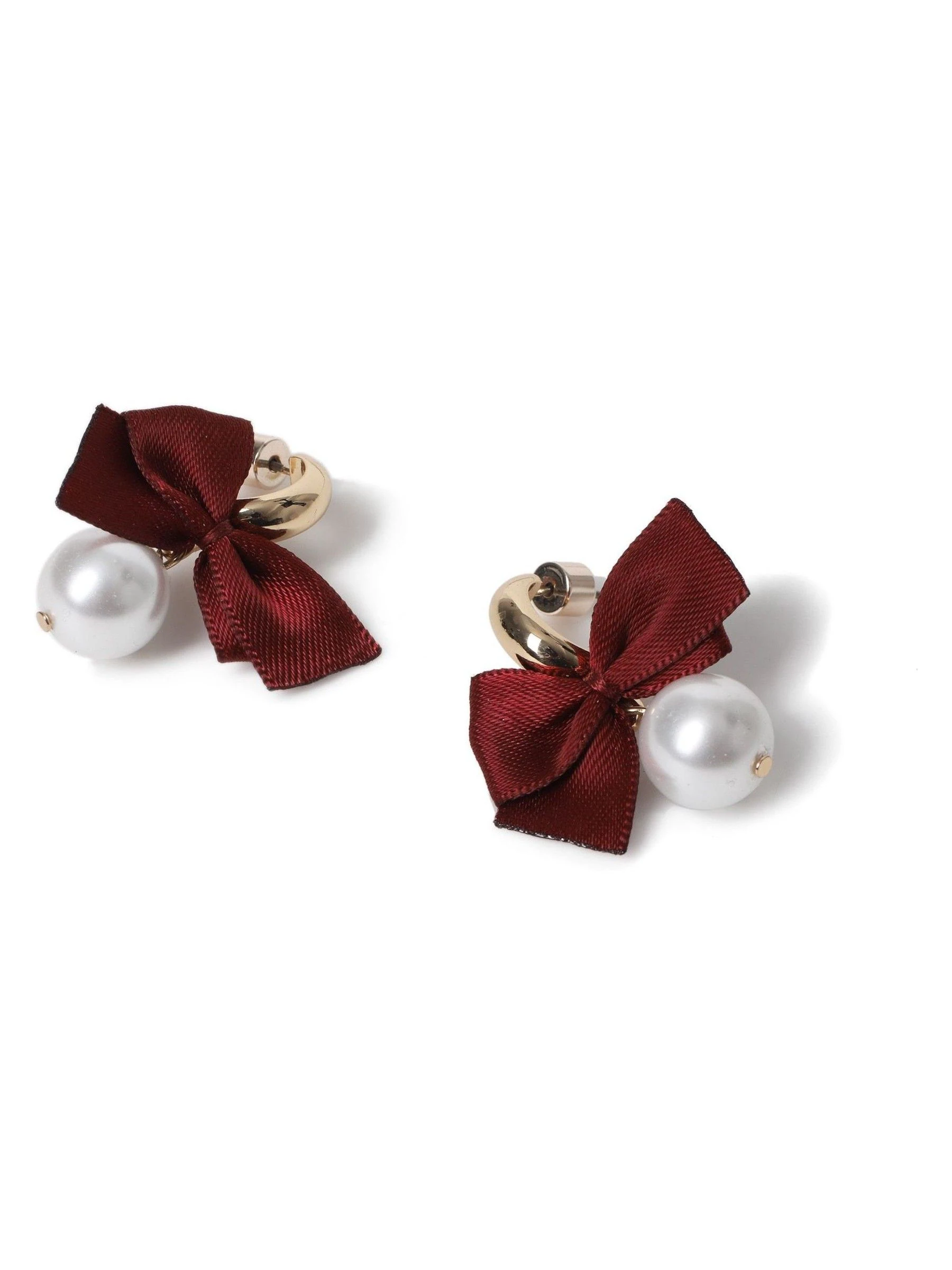 Aela Red Bow Hoop Earrings