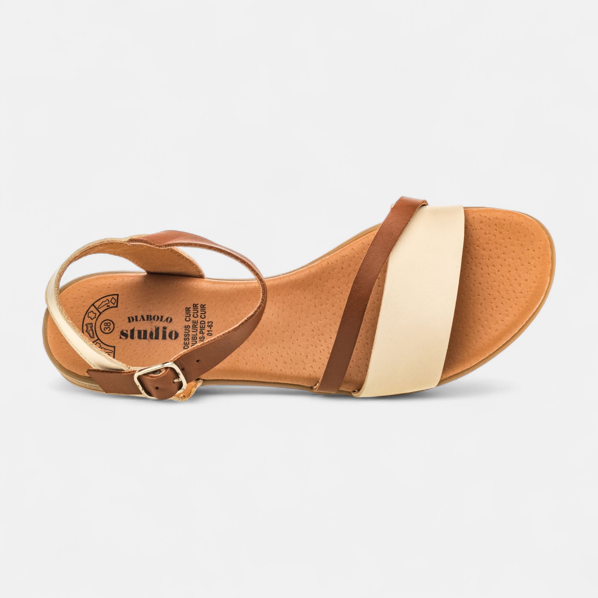 Nu-pieds Femme en cuir beige