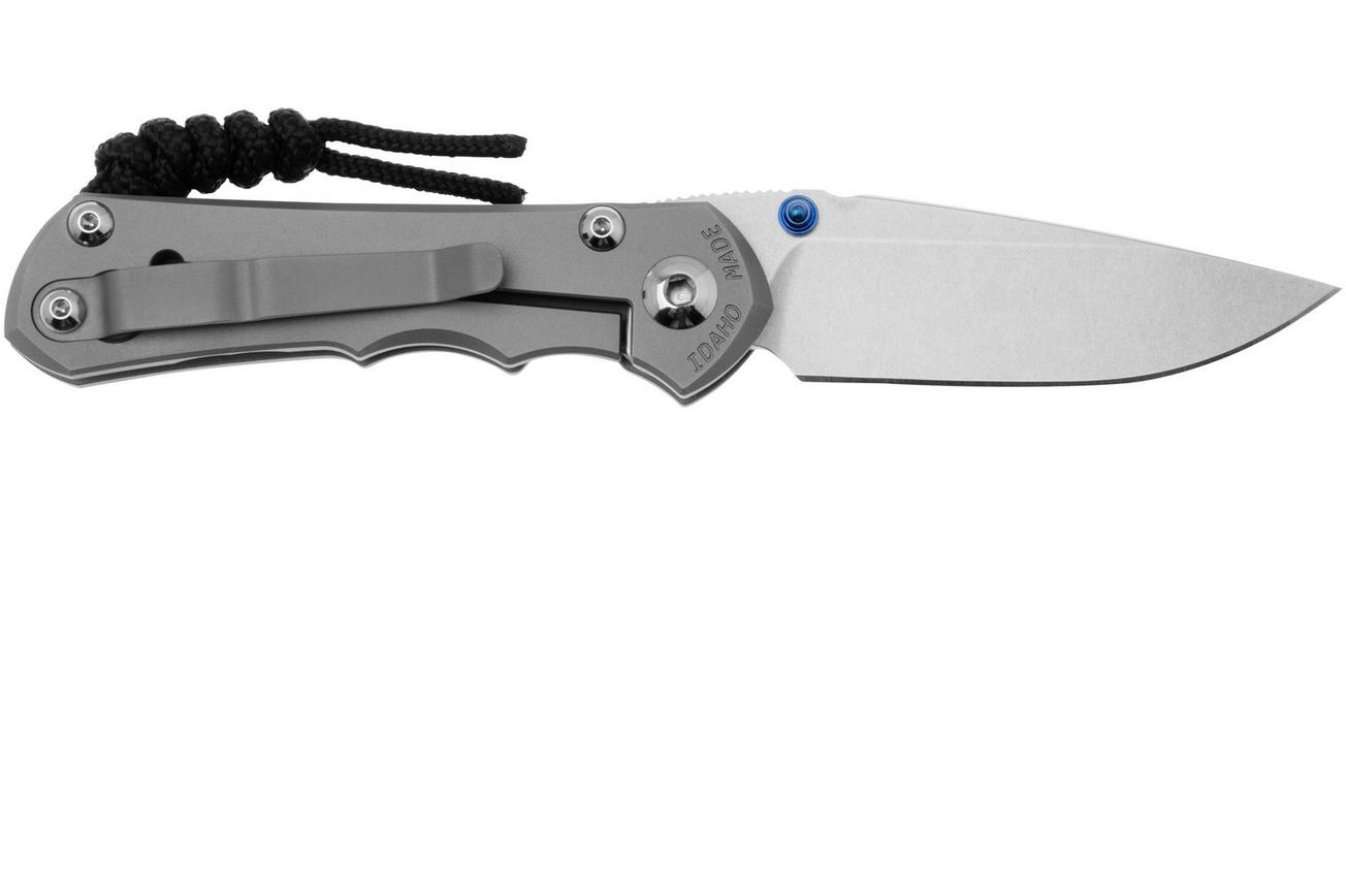 Chris Reeve Small Inkosi SIN-1108 CPM MagnaCut Drop Point, Plain Glass Blasted Titanium, zakmes
