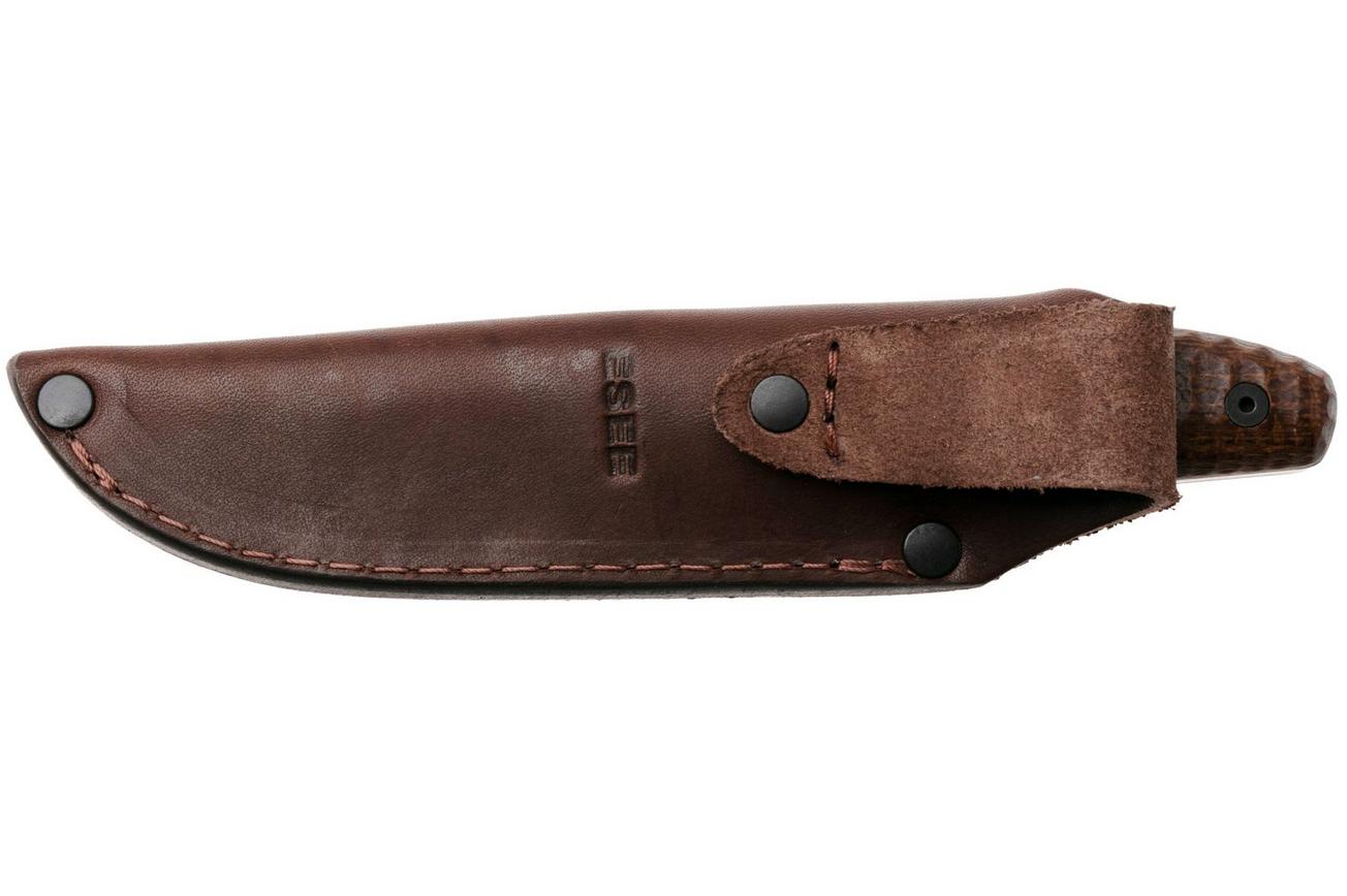 ESEE Belt Knife ESEE-EBK-M, Stonewashed CPM MagnaCut, Brown Burlap Micarta vaststaand mes, James Gibson design
