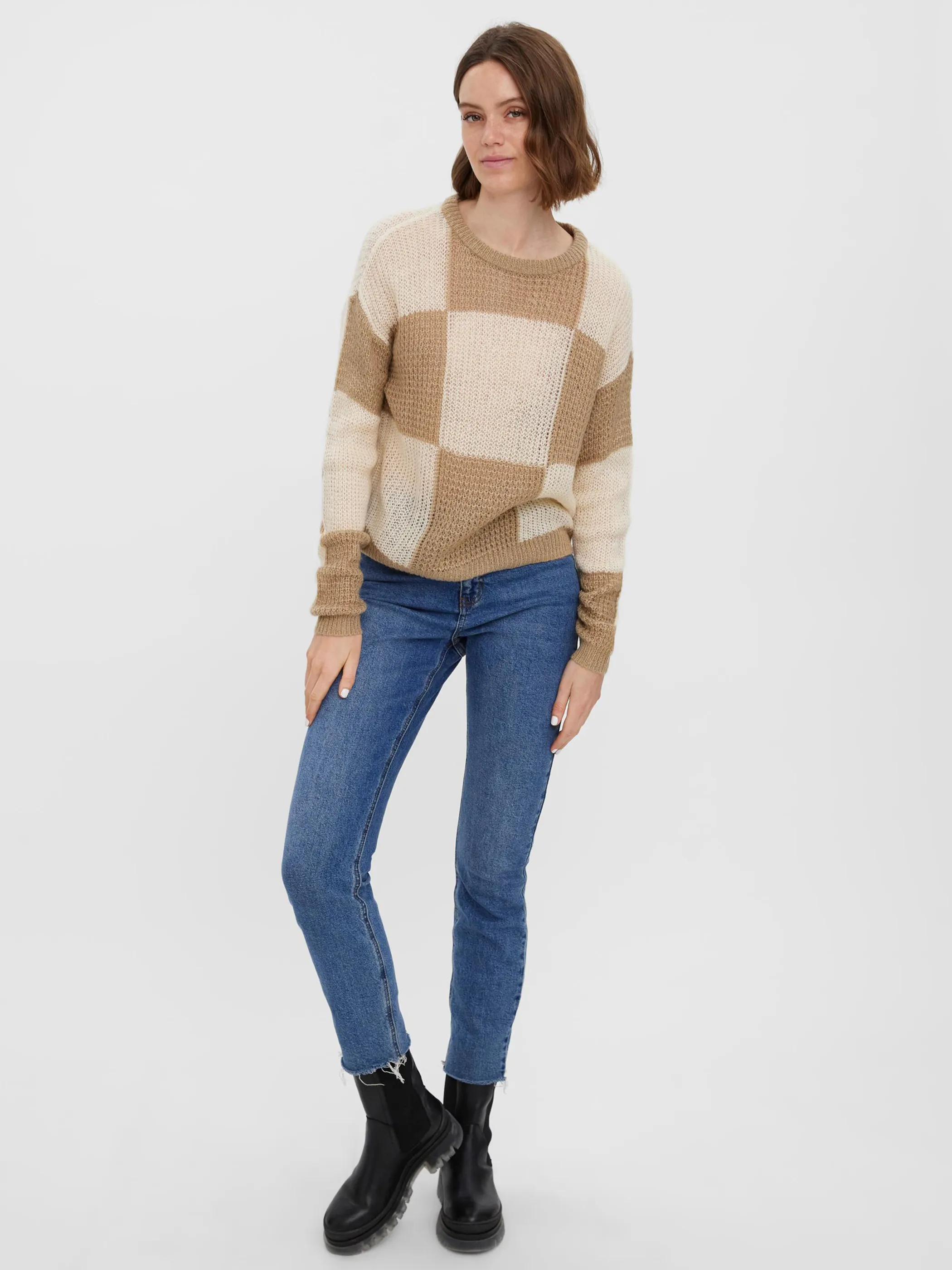 Vero Moda VMTAKA LS O-NECK CHEC Strickpullover