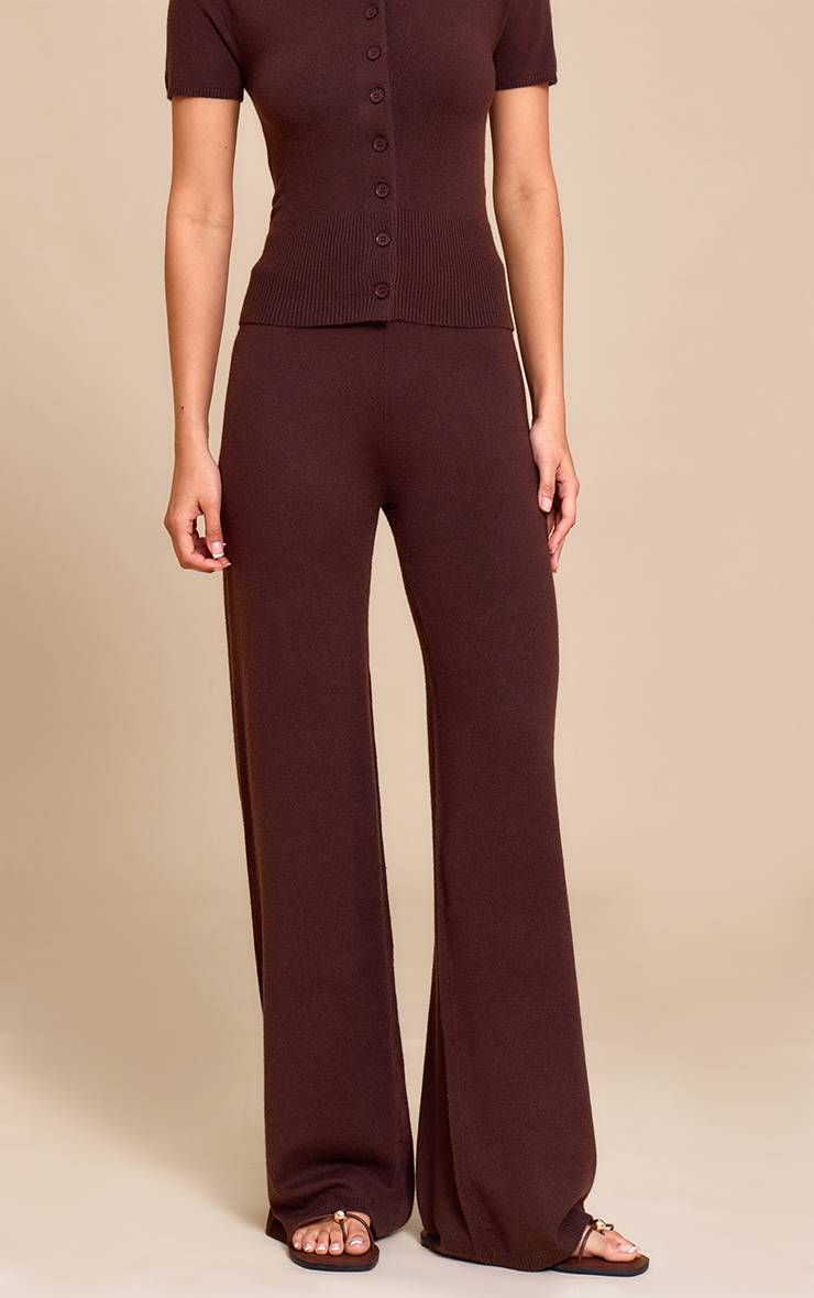 Chocolat Pantalon Large En Maille
