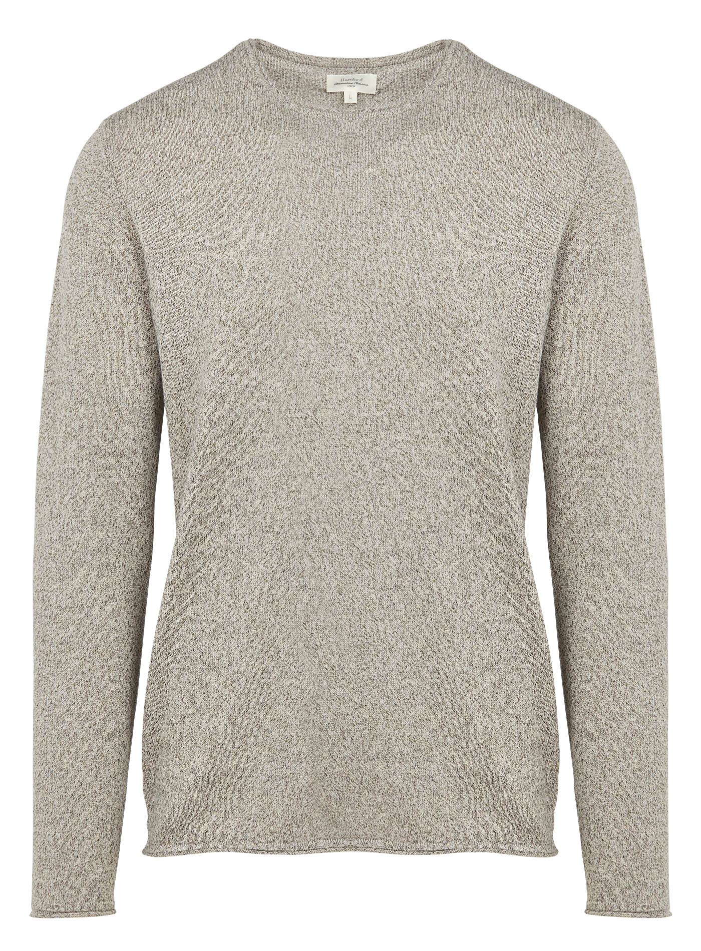 Pull col rond regular-fit en coton et lin| Gris