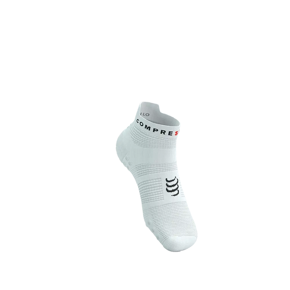 Compressport Pro Racing v4.0 Run Low Compressiesokken Wit/Zwart