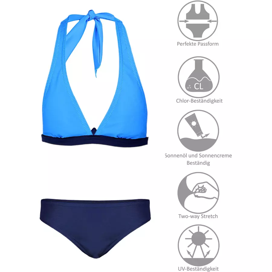 Aquarti Mädchen Bikini Set Zweiteilig Bikinislip Bustier blau