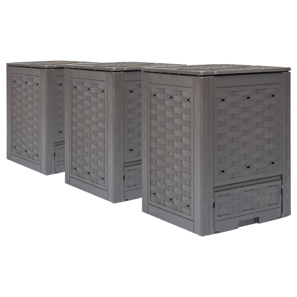Composteurs de jardin 3 pcs 60x60x83 cm 900 l plastique rotin