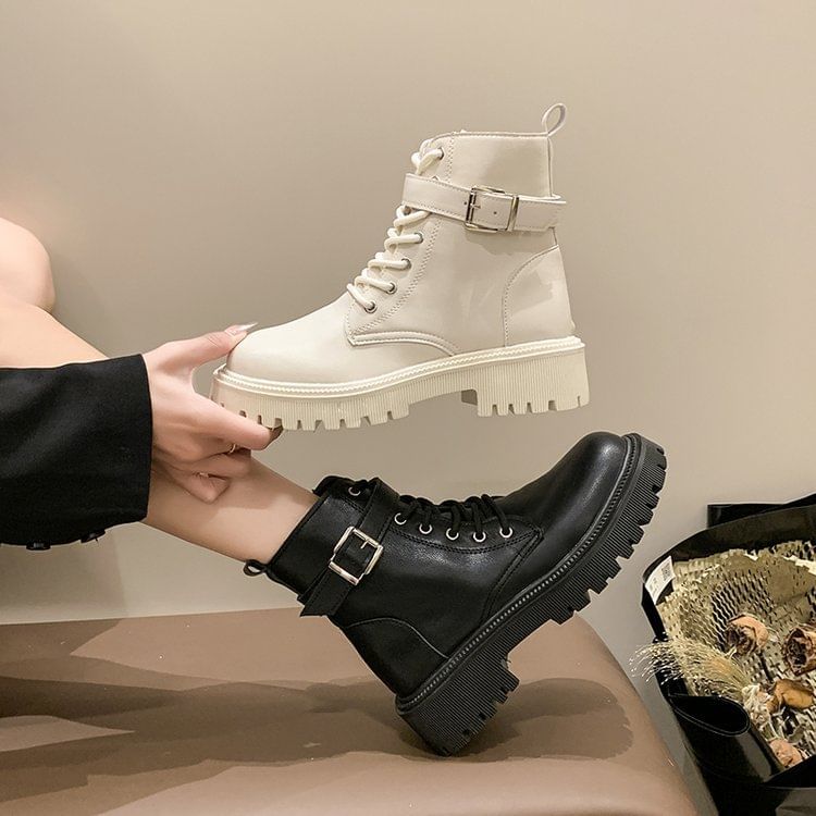 Anran - Veterschoenen met plateauzool en dikke hak