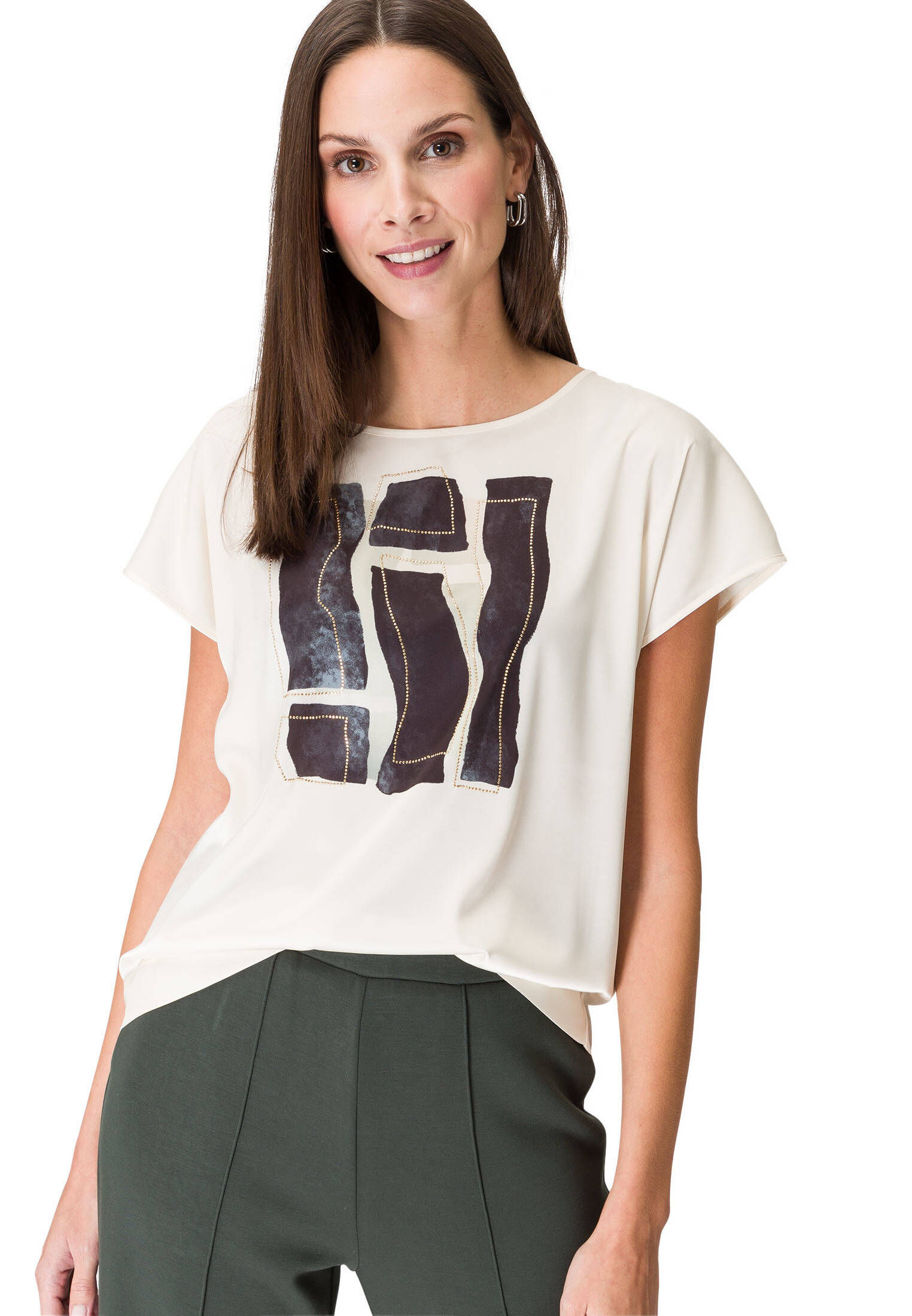 zero| Damen Blusenshirt mit Glitzeraufdruck
