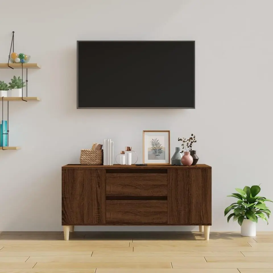 vidaXL - TV-meubel met 2 lades - Bruin eiken - Hout - 102x44.5x50 cm