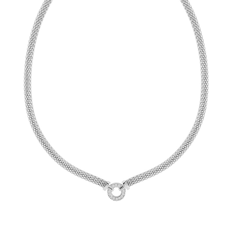 Collier argent 925 anneau zirconias 42 cm
