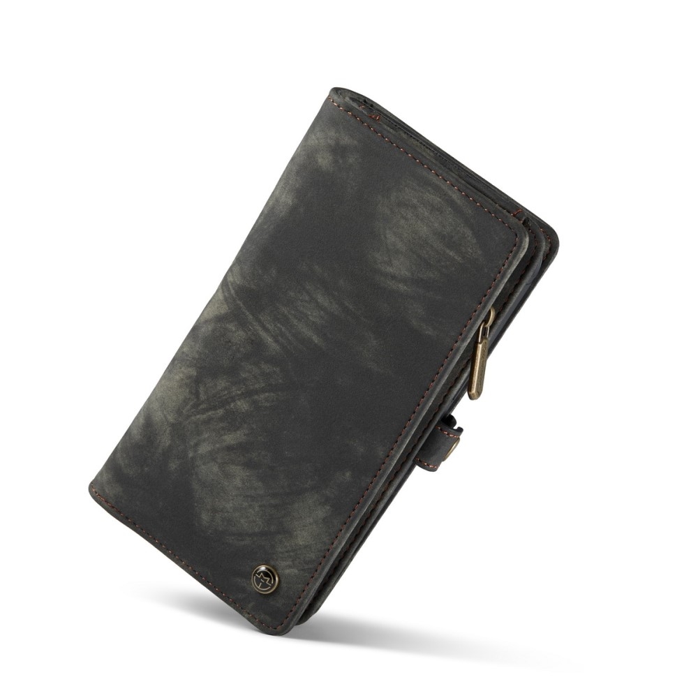 iPhone 12 / iPhone 12 Pro 2in1 Leder Tasche   Magnet Hardcase Karten Etui - Schwarz
