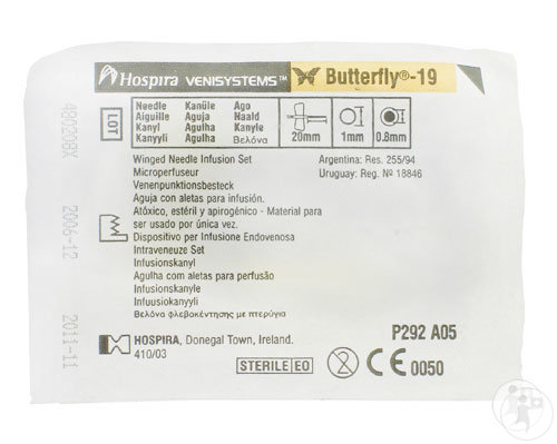 Hospira Butterfly-19G Aiguille À Ailettes Pour Perfusion 1 Pièce