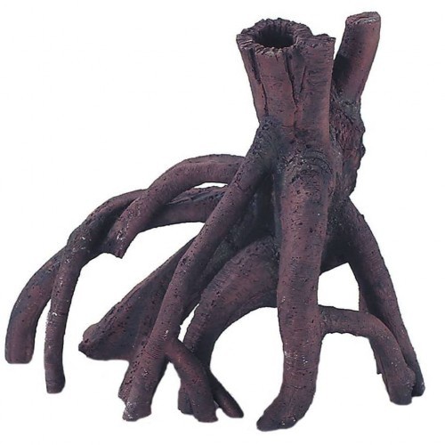 Raiz de mangue decorativa para aquário, cor marrom.