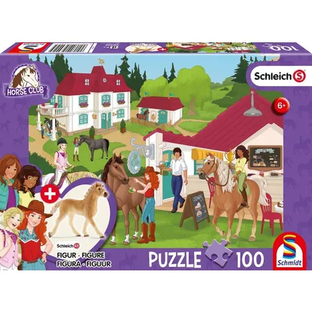 Schmidt Spiele KinderPuzzle - Schleich® Horse Club Auf dem Reiterhof, 100 Teile mit Original Figur