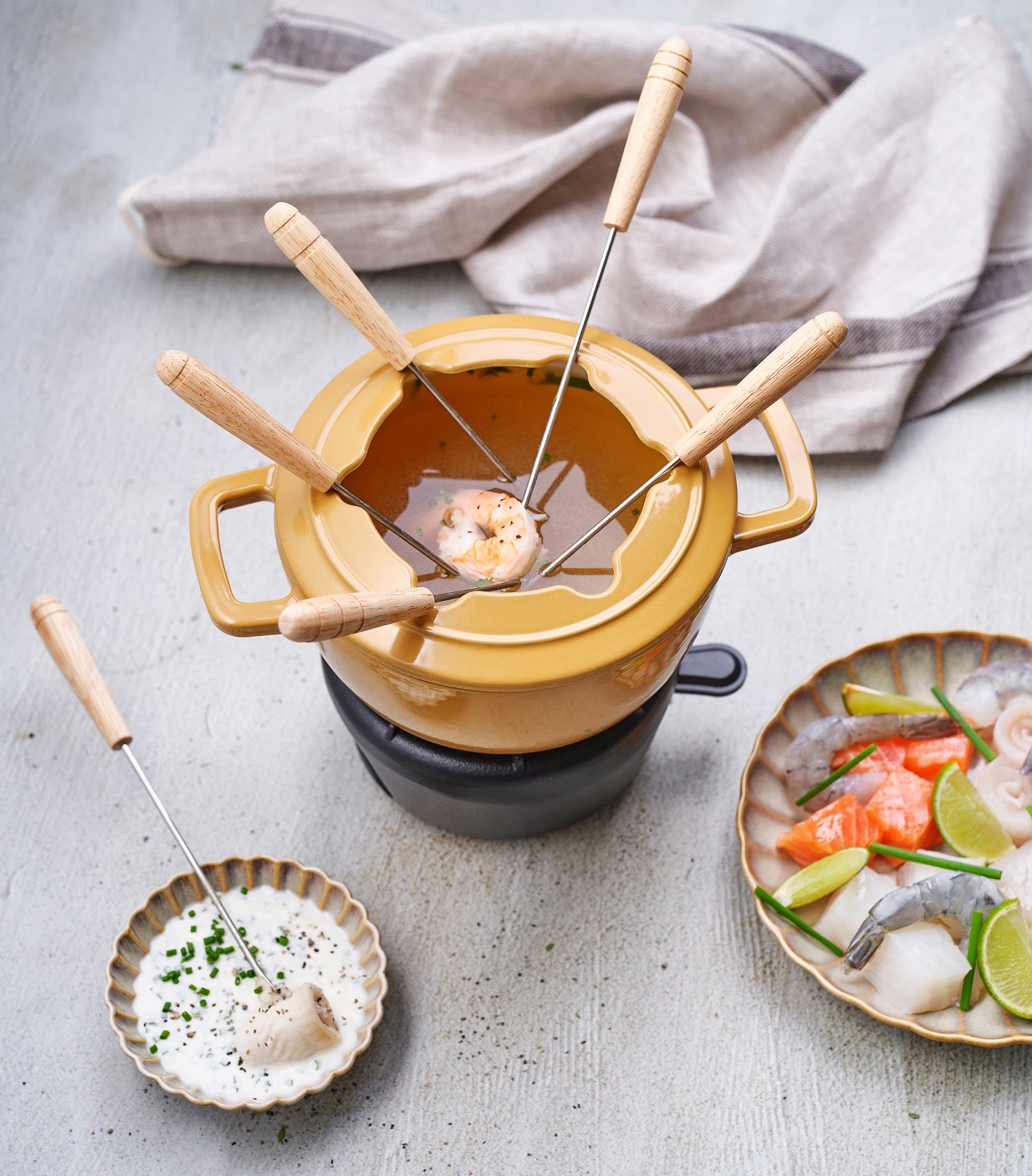 Cosy & Trendy Fondueset Fontestic Gietijzer Amber Gold - Ã 18 cm