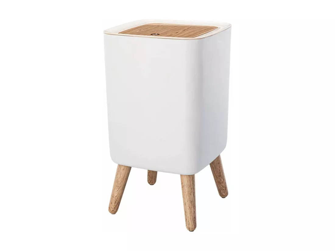 Poubelle de salle de bain push MALMO Bois Polypropylène 10 L