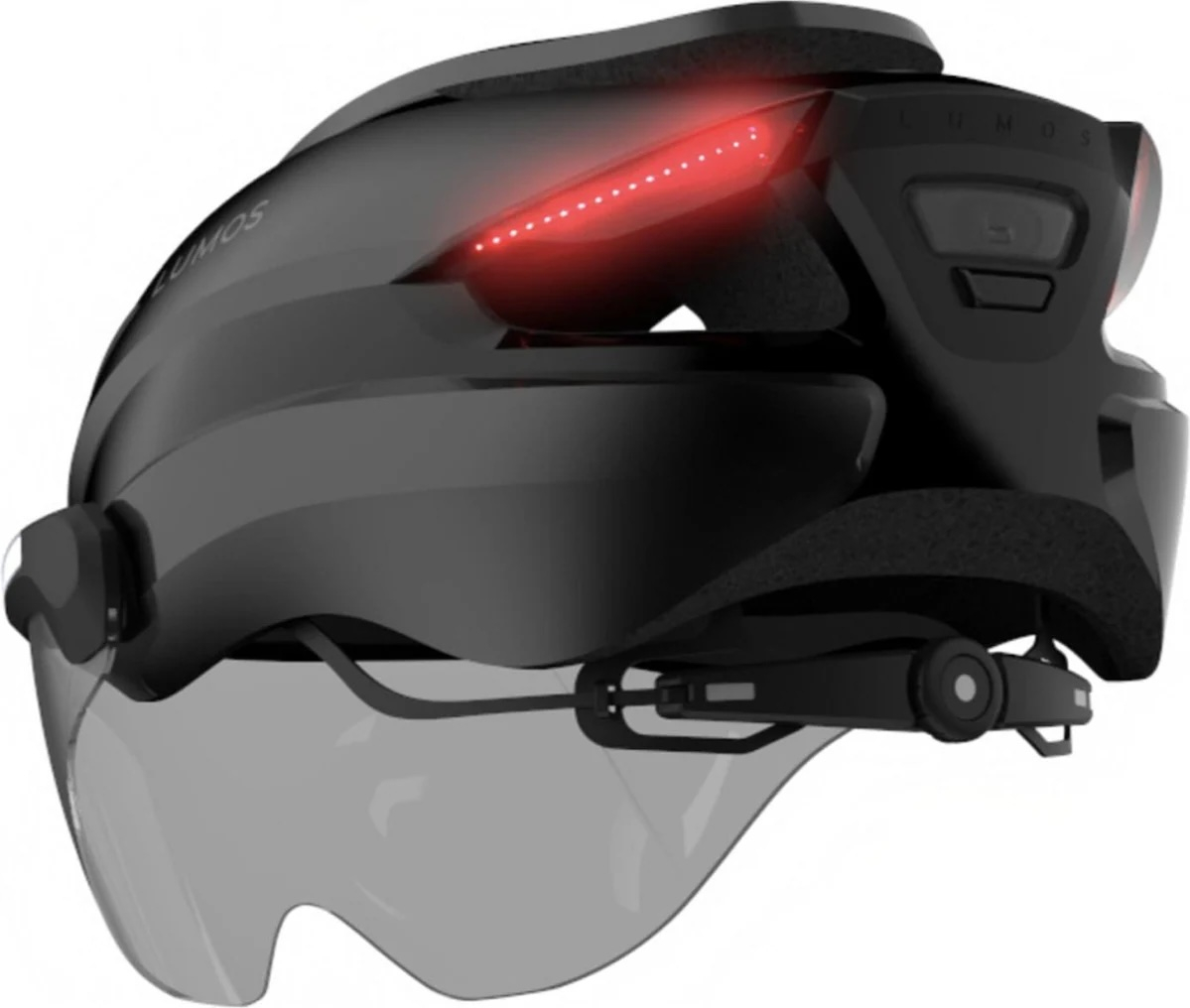 (Gr. M/L) Ultra E-Bike Verstellbarer Fahrrad Helm Velo Kopf Schutz mit Front- und Rücklicht / Blinkerfunktion / Visier - Schwarz