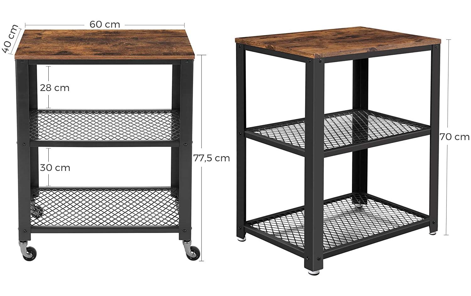 Bartrolley mit Rollen, 60 x 77.5 cm, Braun/SchwarzModerner Barwagen