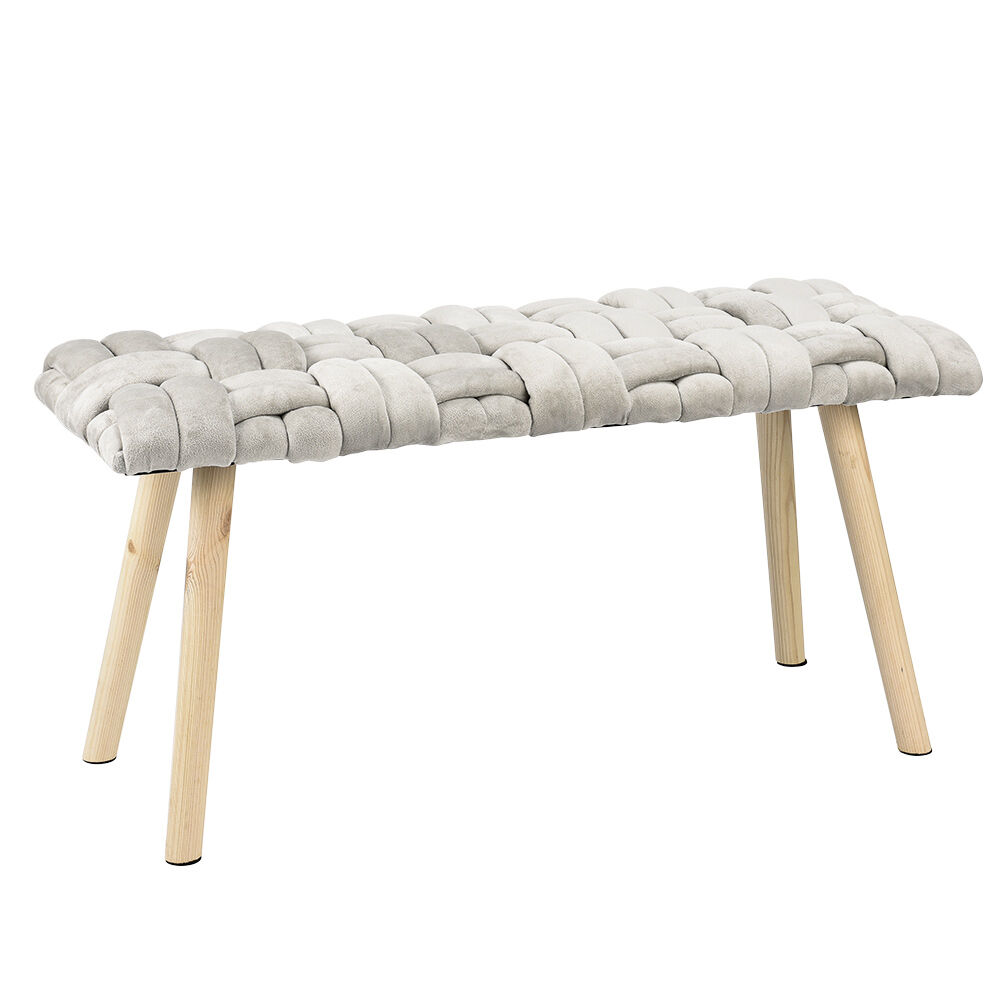 Banc Tressia en bois gris et naturel 80x33xH42cm