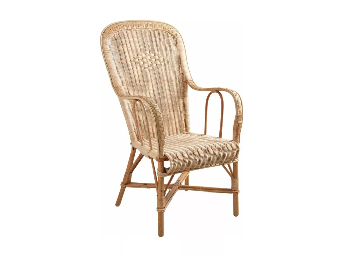 Fauteuil rotin dossier haut naturel