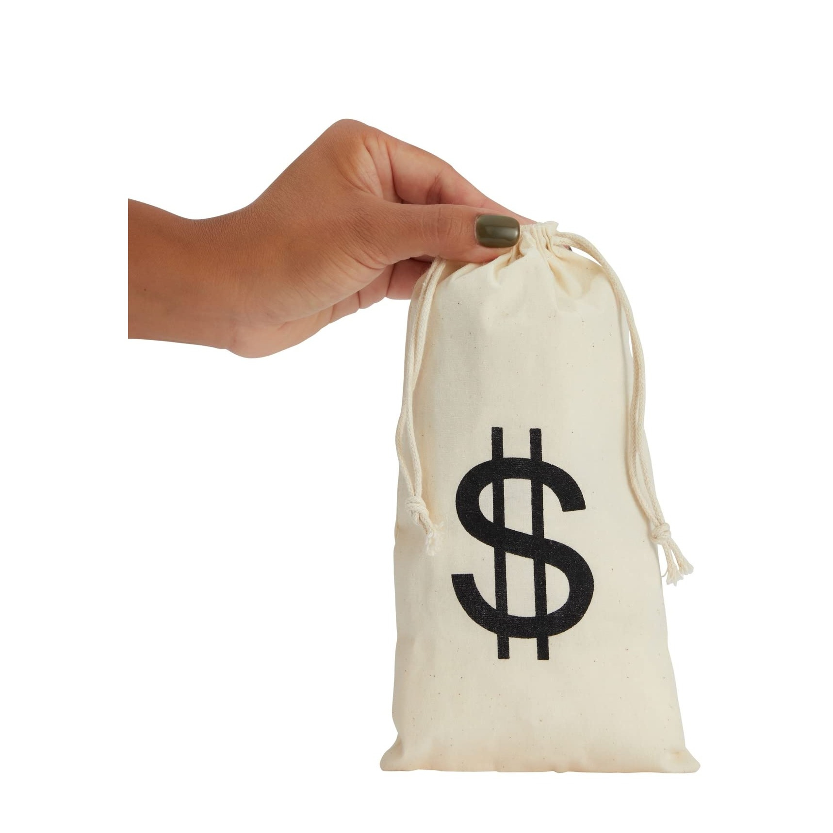 (12er Set) 180x135mm Baumwoll Geschenk Beutel Geld Säckchen Party Zubehör Mitbringsel Gift Bag mit Kordelzug - Dollar
