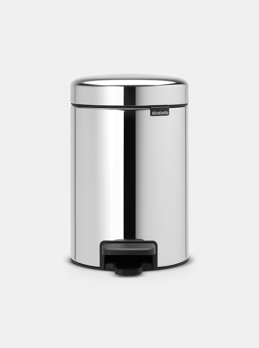 NewIcon Pedaalemmer, 3 liter, kunststof binnenemmer - Brilliant Steel