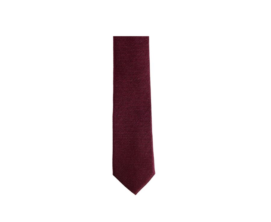 Cravate homme Soie Natté Unie Bordeaux