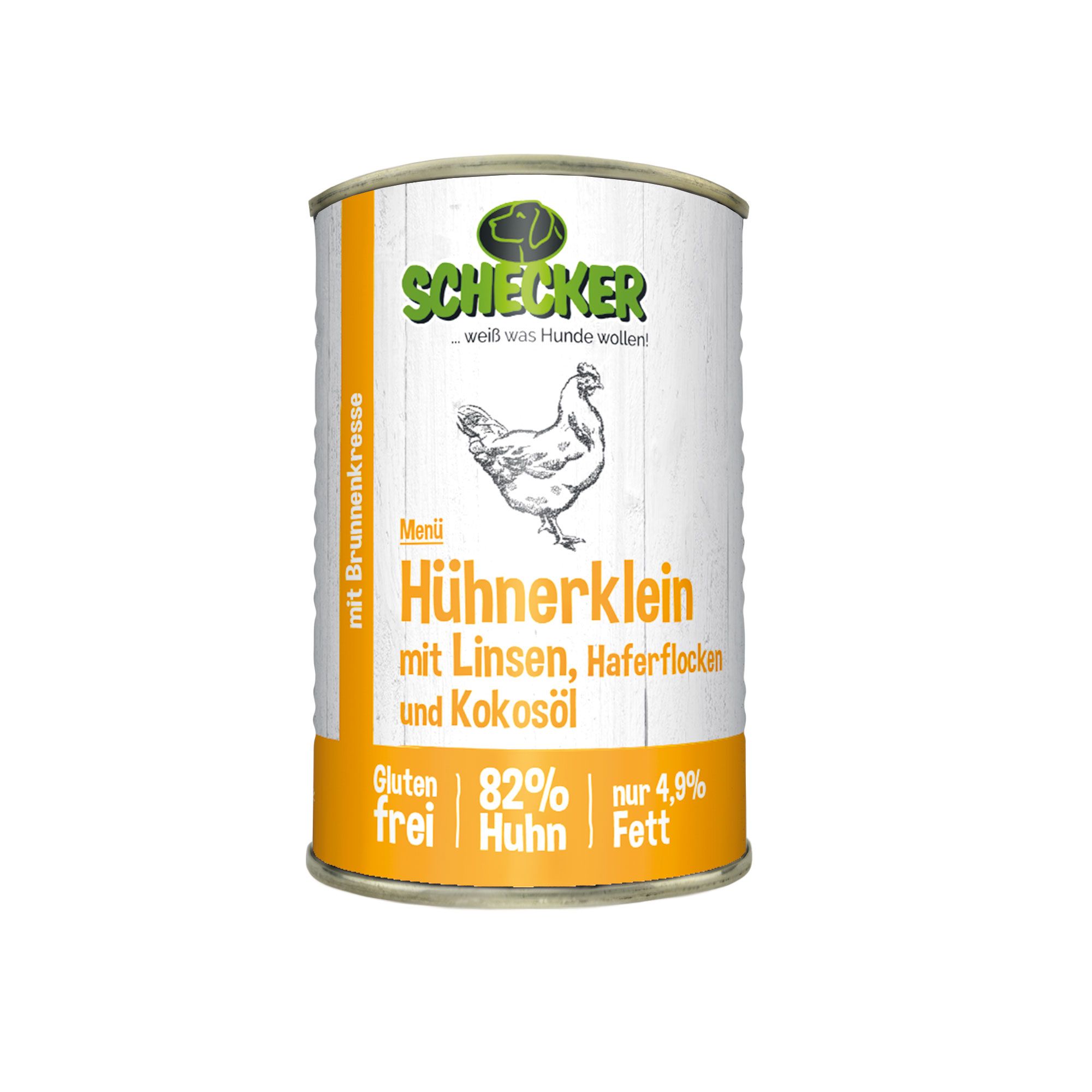 Schecker Nassfutter - Hühnerklein mit Linsen und Haferflocken