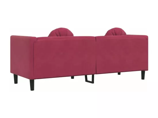 Canapé avec coussins 3 places rouge bordeaux velours