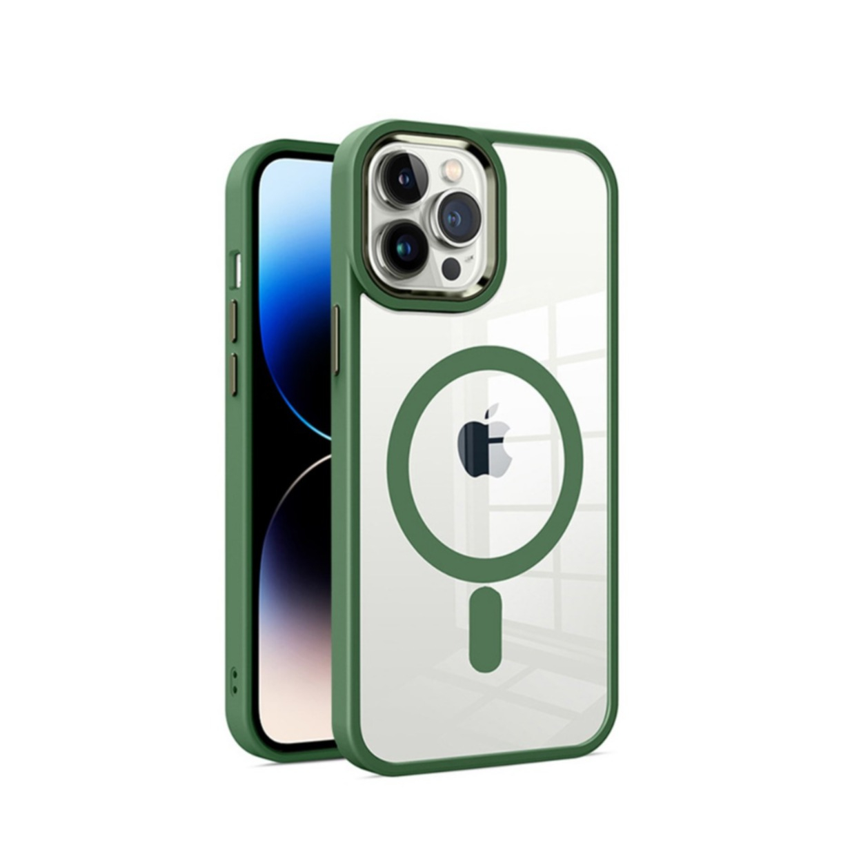 iPhone 14 Pro Max MagSafe Hybrid Hardcase Hülle   TPU Bumper - Grün