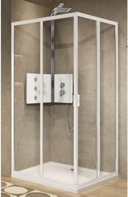 Novellini - Lunes 2.0 - Douchecabine - Chroom - Helder Glas - 2 Schuifdeuren