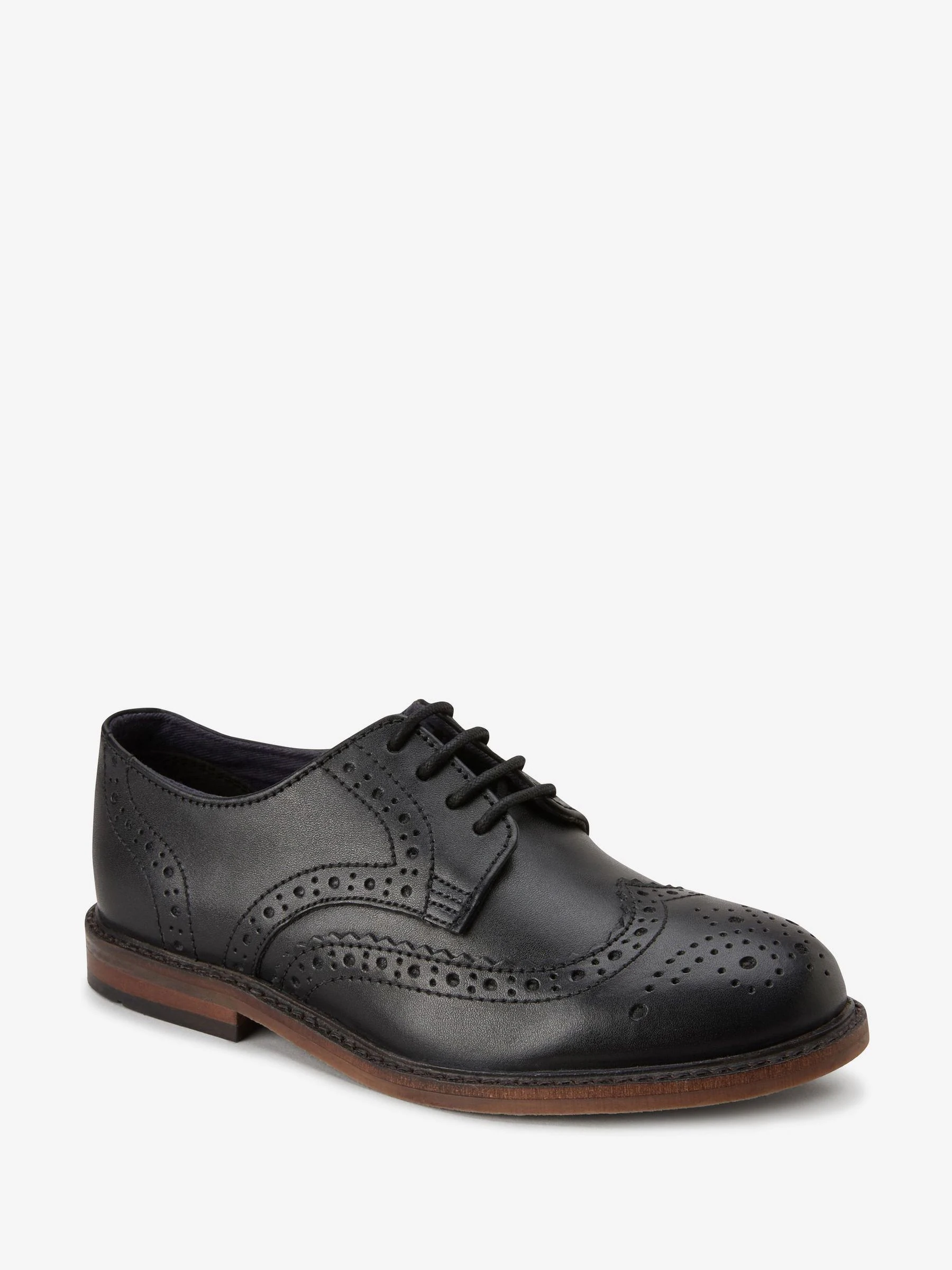 Zwart - Leren Brogue schoenen met veters