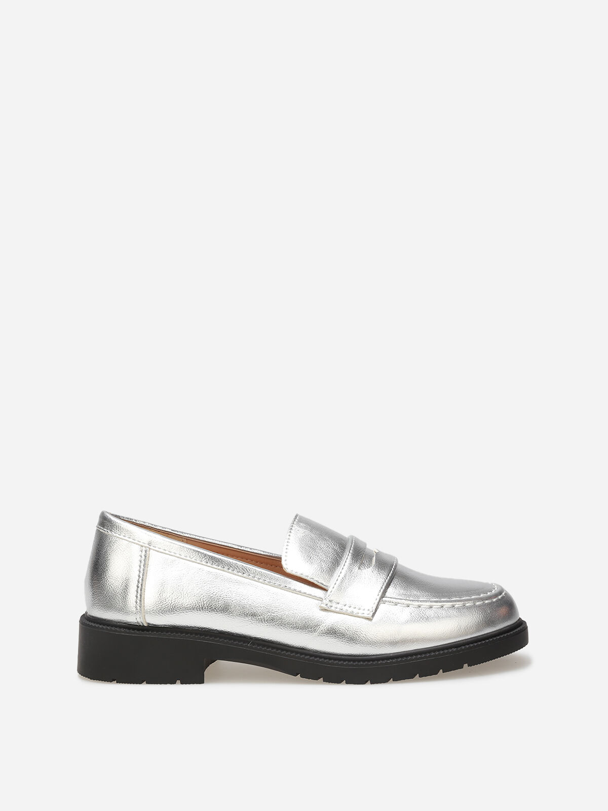 Mocassins classiques à semelle crantée- Argenté