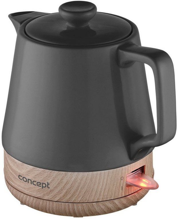 Concept RK0062 1,0 liter keramische waterkoker, antraciet plus houtstructuur