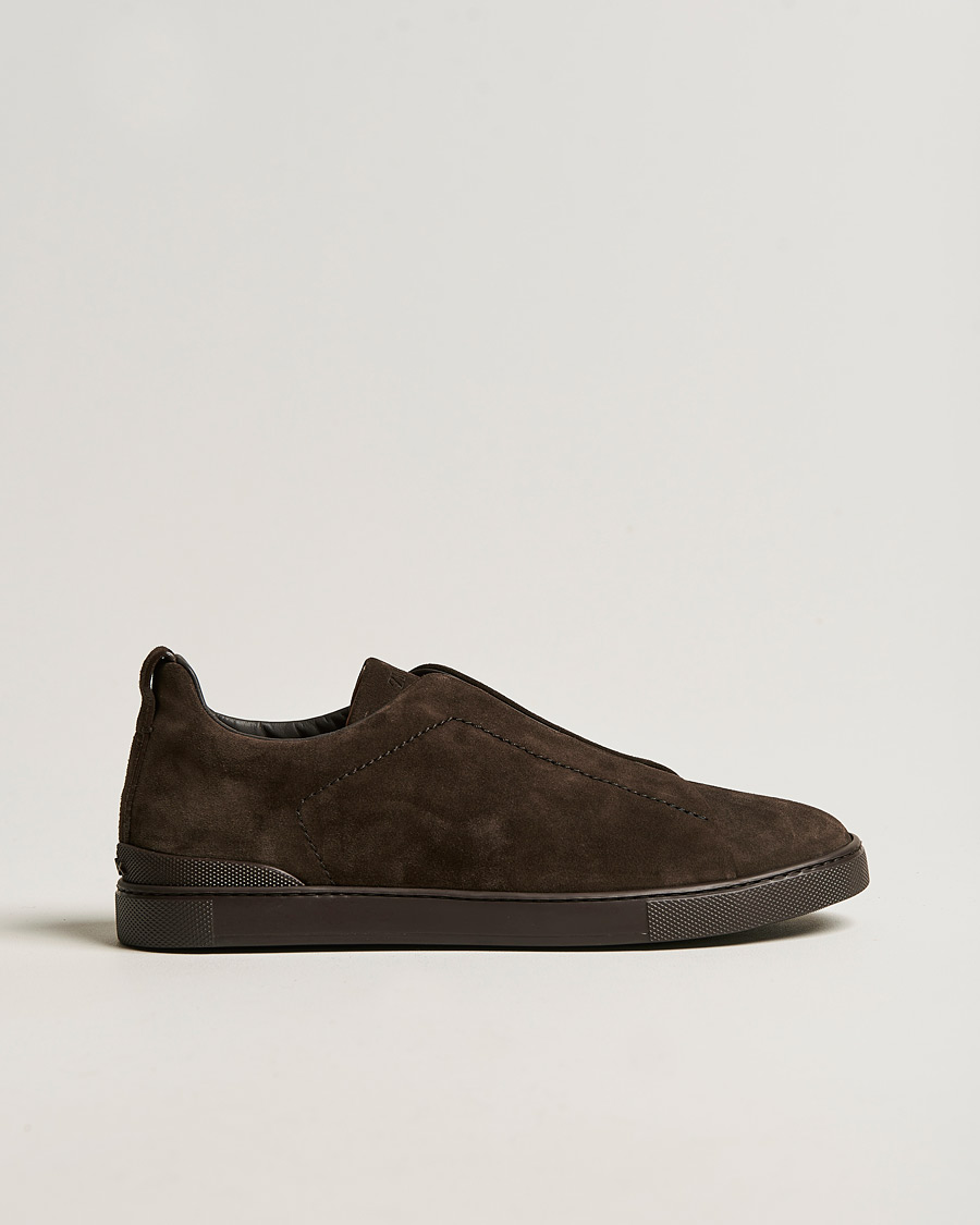 Zegna Triple Stitch Sneakers Full Brown Suede