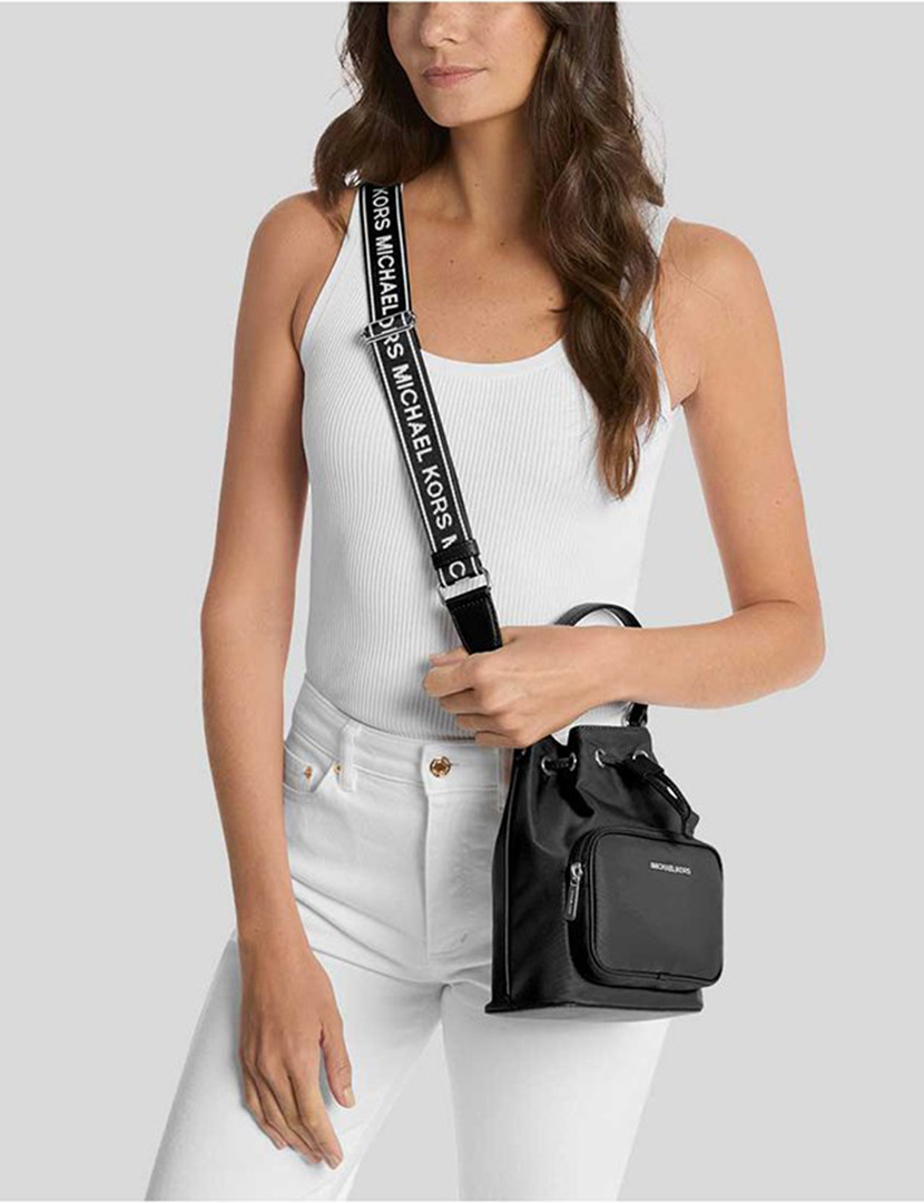 Khai Small Nylon Bucket Bag Black