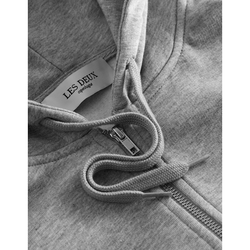 Les Deux Blake Zipper Hættetrøje, Grey Melange/White, S
