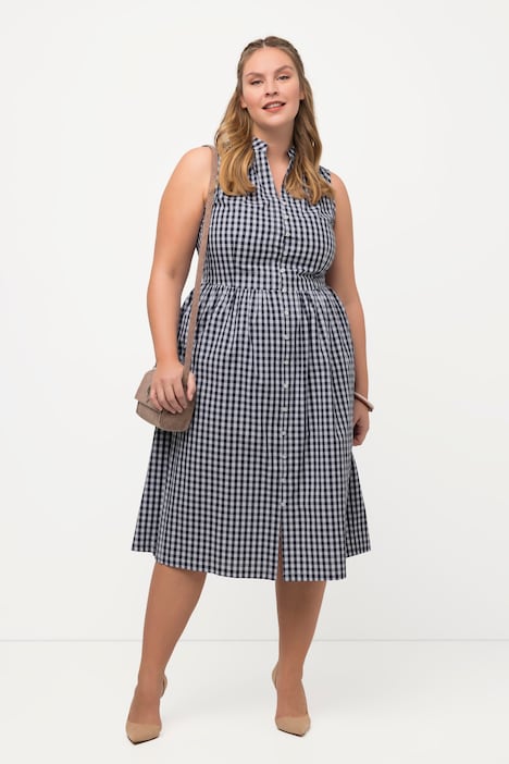 Trachtenkleid, Karo, V-Ausschnitt, Taschen, ärmellos