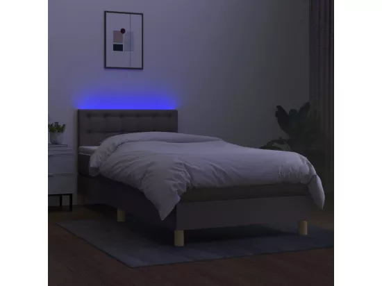 Sommier tapissier avec matelas et LED Taupe 90x190 cm Tissu