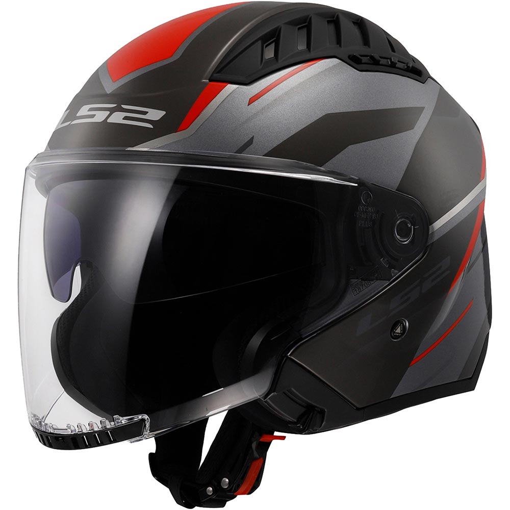 LS2 - Casque OF600 Copter II Diston Gris / Rouge / Brillant