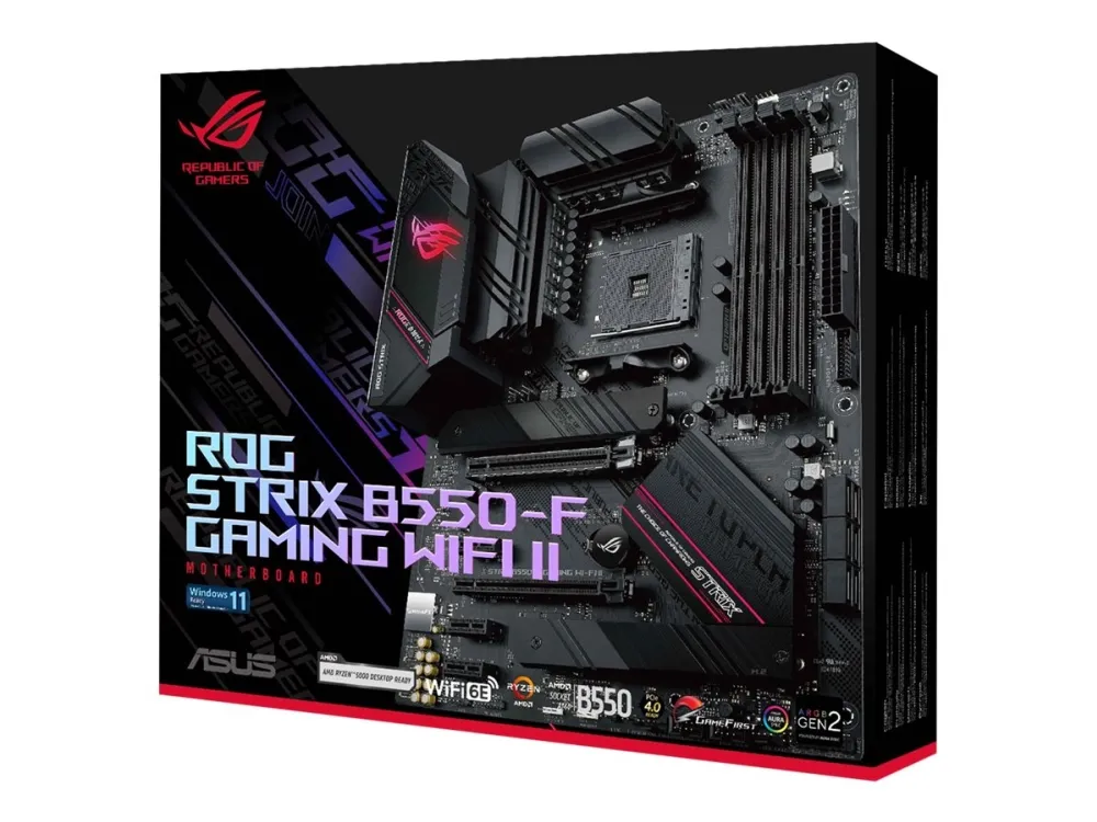 ASUS ROG STRIX B550-F GAMING WIFI II - Bundkort - ATX - Socket AM4 - AMD B550 Chipset - USB-C Gen2, USB 3.2 Gen 1, USB 3.2 Gen 2 - 2.5 Gigabit LAN, Wi-Fi 6, Bluetooth - onboard grafik (CPU påkrævet) - HD Audio (8-kanaler)